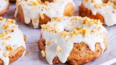 Baked banana nut donuts