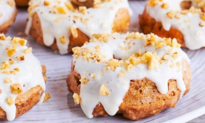 Baked banana nut donuts