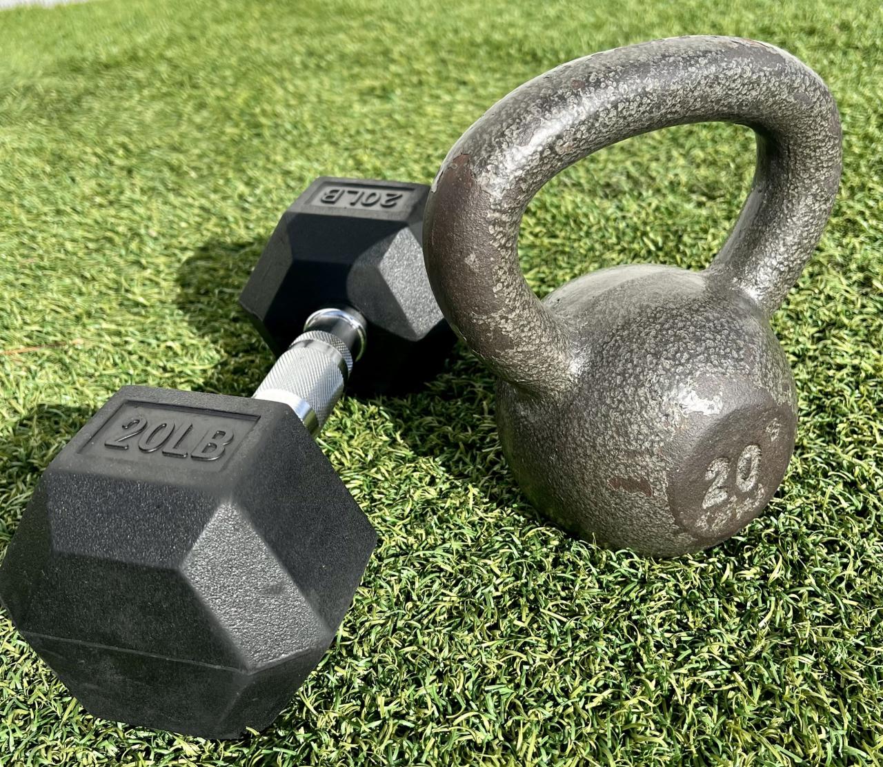 Dumbbells versus kettlebells versus bands