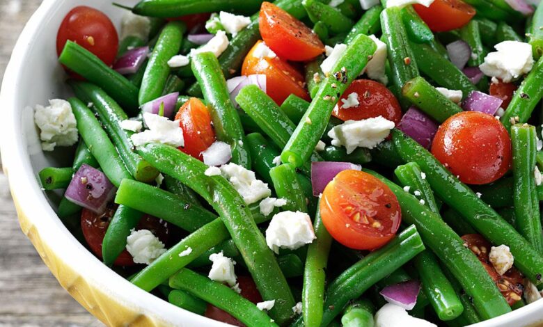 Grilled green bean salad with szechuan dressing