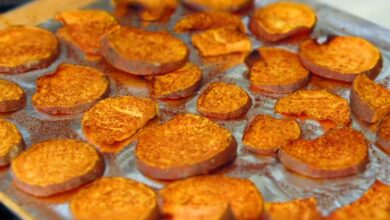 Hasselback sweet potatoes with salted maple butter