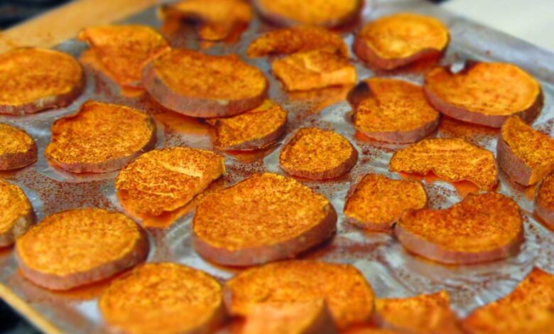 Hasselback sweet potatoes with salted maple butter