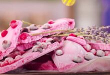 Lemon pistachio berry frozen yogurt bark