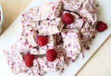 Frozen raspberry yogurt granola bites