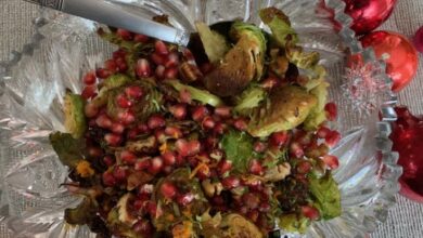 Turkey breast cutlets with pomegranate and brussels sprouts