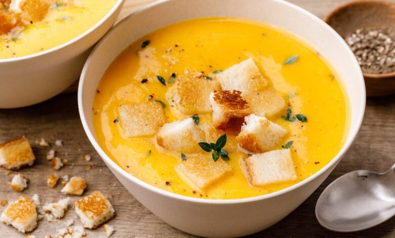 Instant pot pumpkin soup with crispy sage leaves