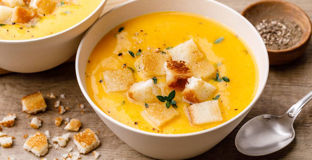 Instant pot pumpkin soup with crispy sage leaves