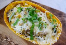 Cacio e pepe spaghetti squash boats