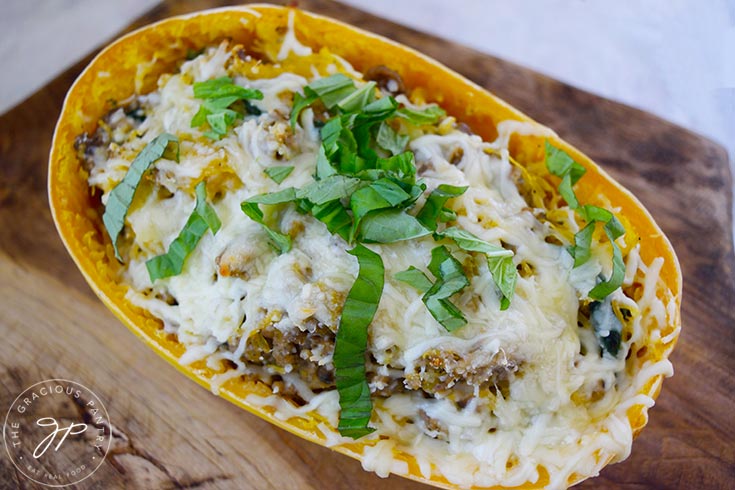 Cacio e pepe spaghetti squash boats