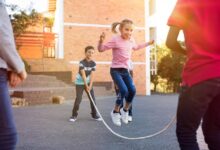 Jumping rope childhood game or serious workout