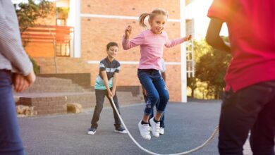 Jumping rope childhood game or serious workout