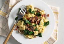 Oven baked egg spinach bacon
