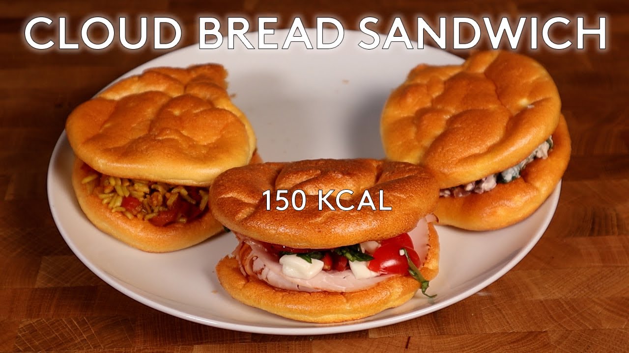 Cloud bread and lox sandwiches