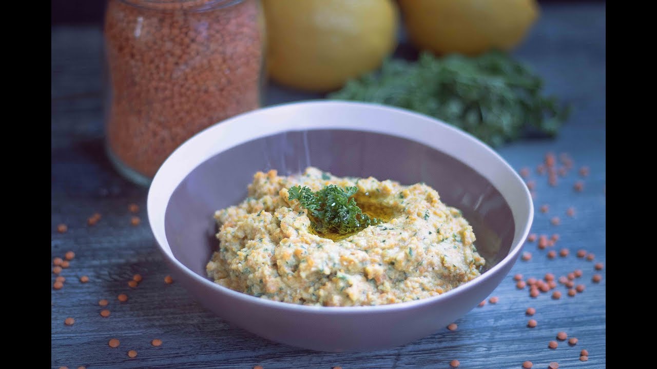 Red lentil beet hummus