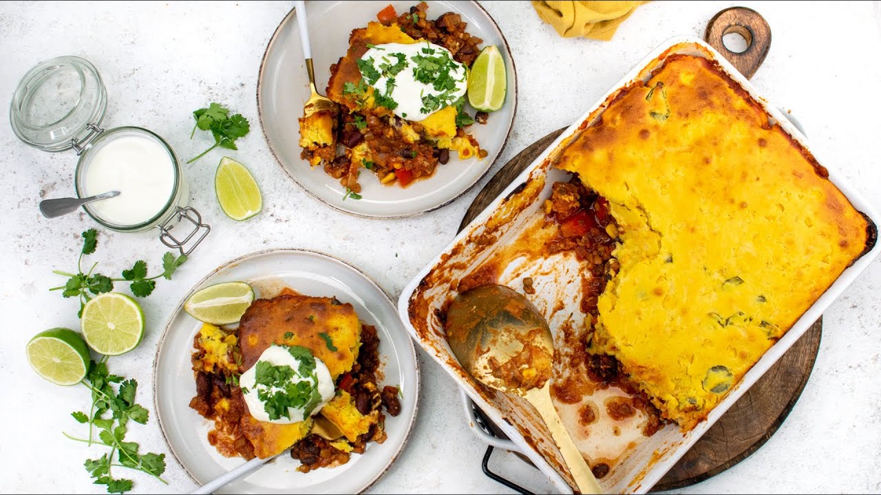 Cast iron vegetarian tamale pie