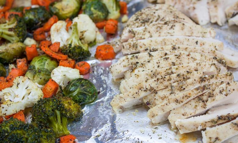 Sheet pan balsamic herb chicken vegetables