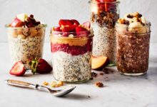 Chia peach overnight oats