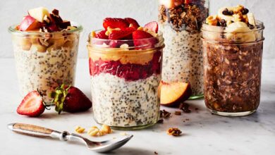 Chia peach overnight oats