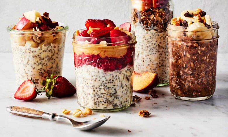 Chia peach overnight oats