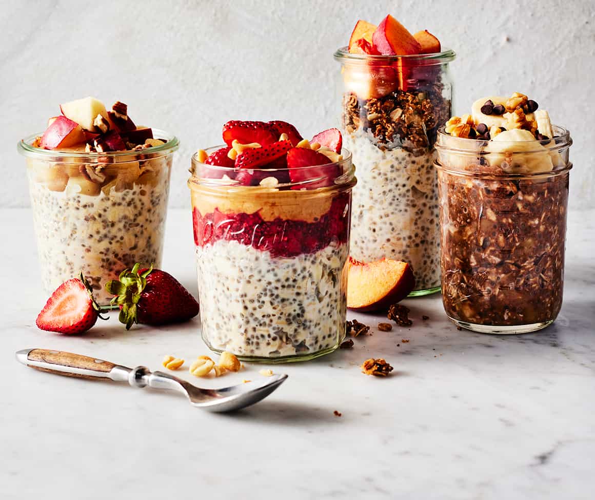 Chia peach overnight oats