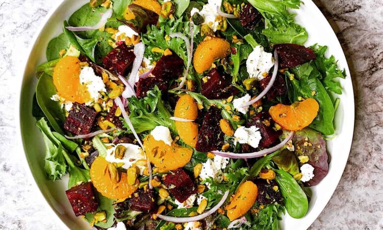 Beet and citrus salad with feta yogurt