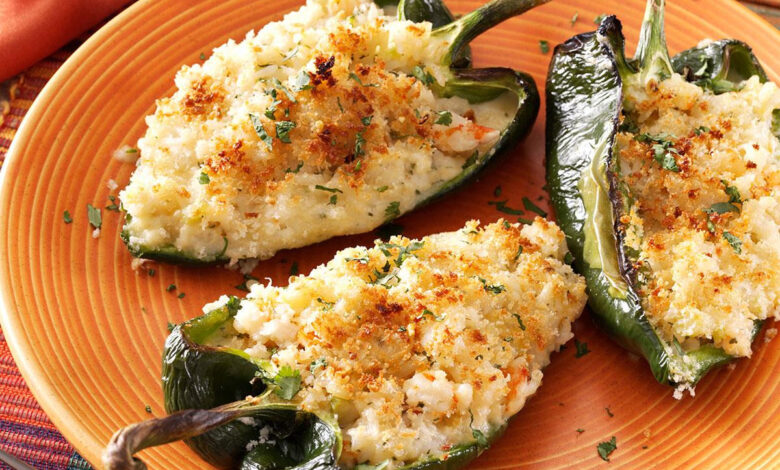Pinto stuffed poblanos