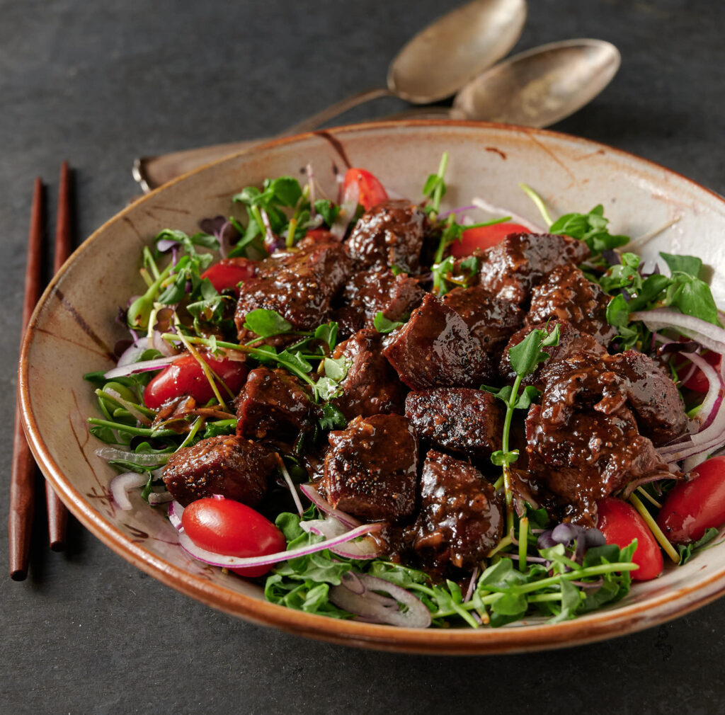 Vietnamese style shaking beef and watercress