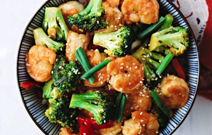 Shrimp stir fry with ginger broccoli recipe