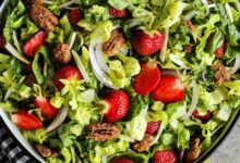 Strawberry salad with yuzu strawberry vinaigrette