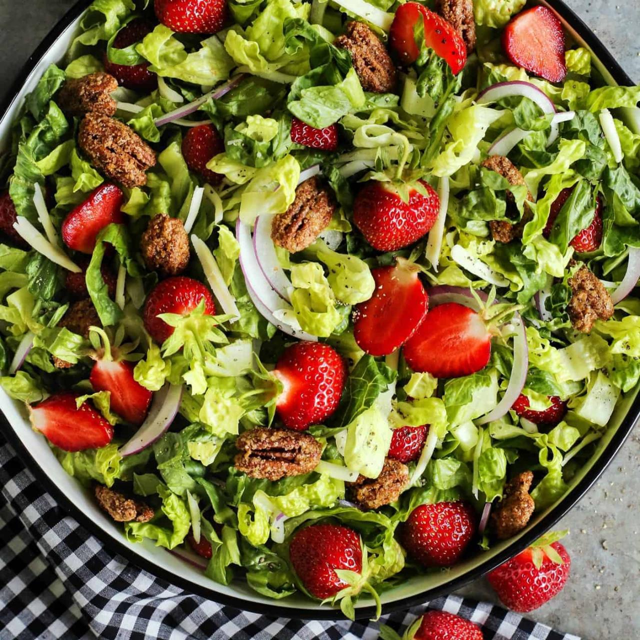 Strawberry salad with yuzu strawberry vinaigrette