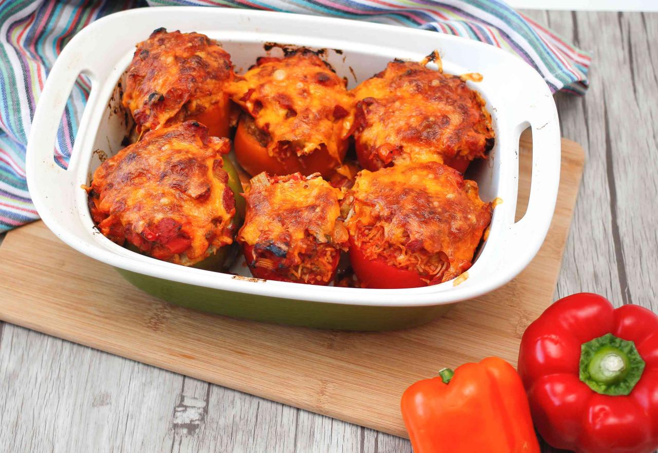 Beef and rice stuffed peppers