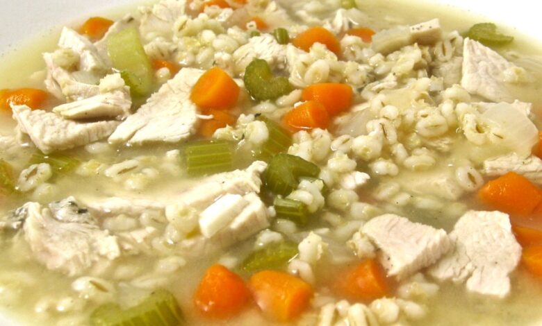 Big batch turkey barley soup