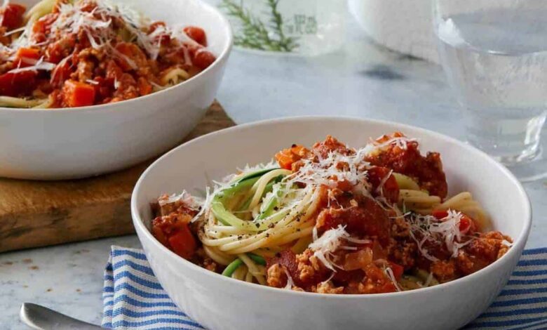 Turkey bolognese with zucchini noodles