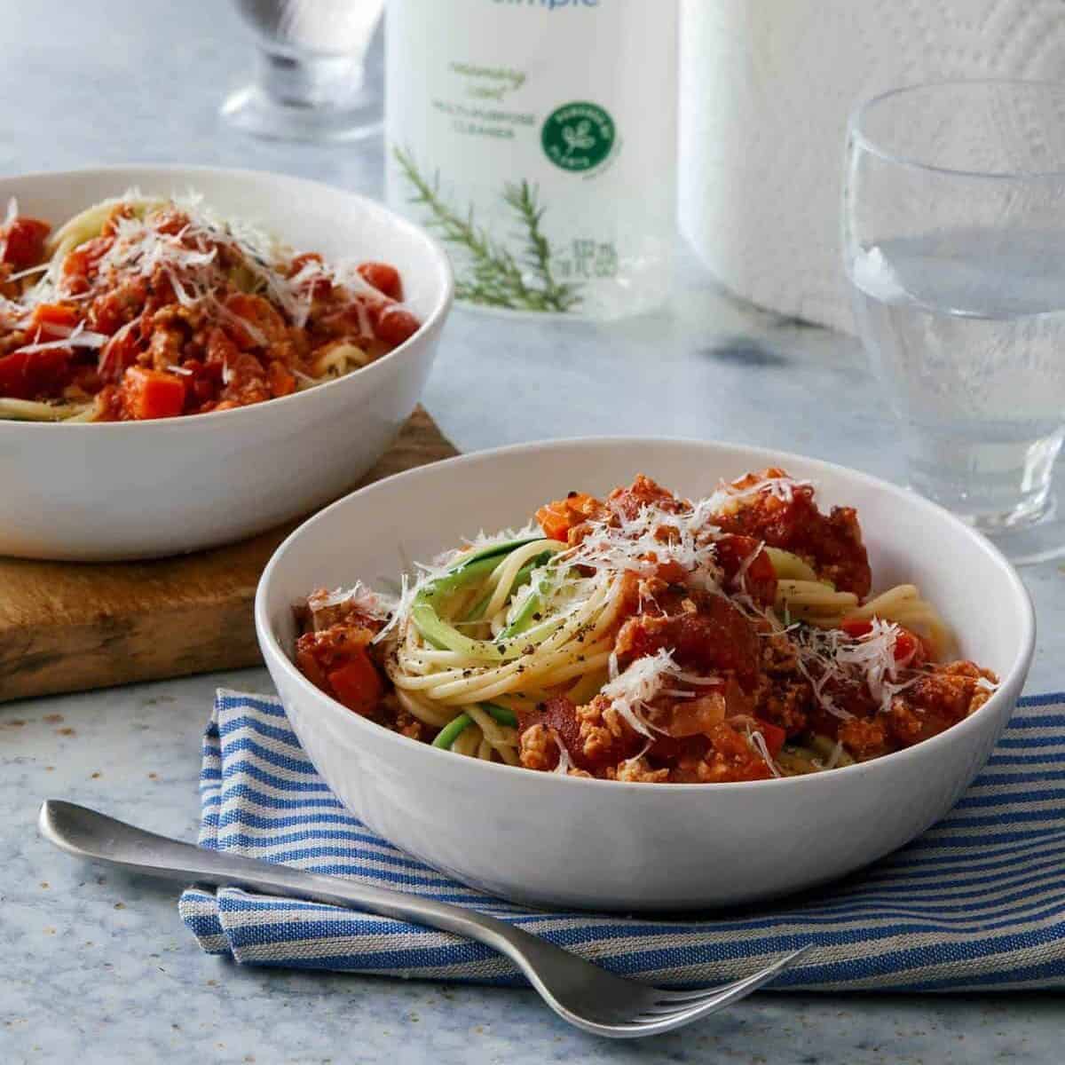 Turkey bolognese with zucchini noodles