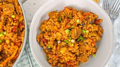 One pot vegan farro jambalaya