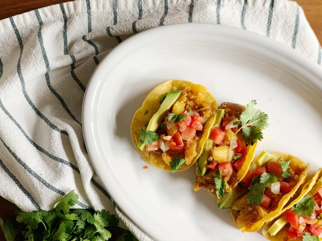 Vegan potato and poblano tacos