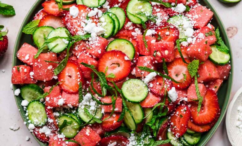 Watermelon cucumber salad