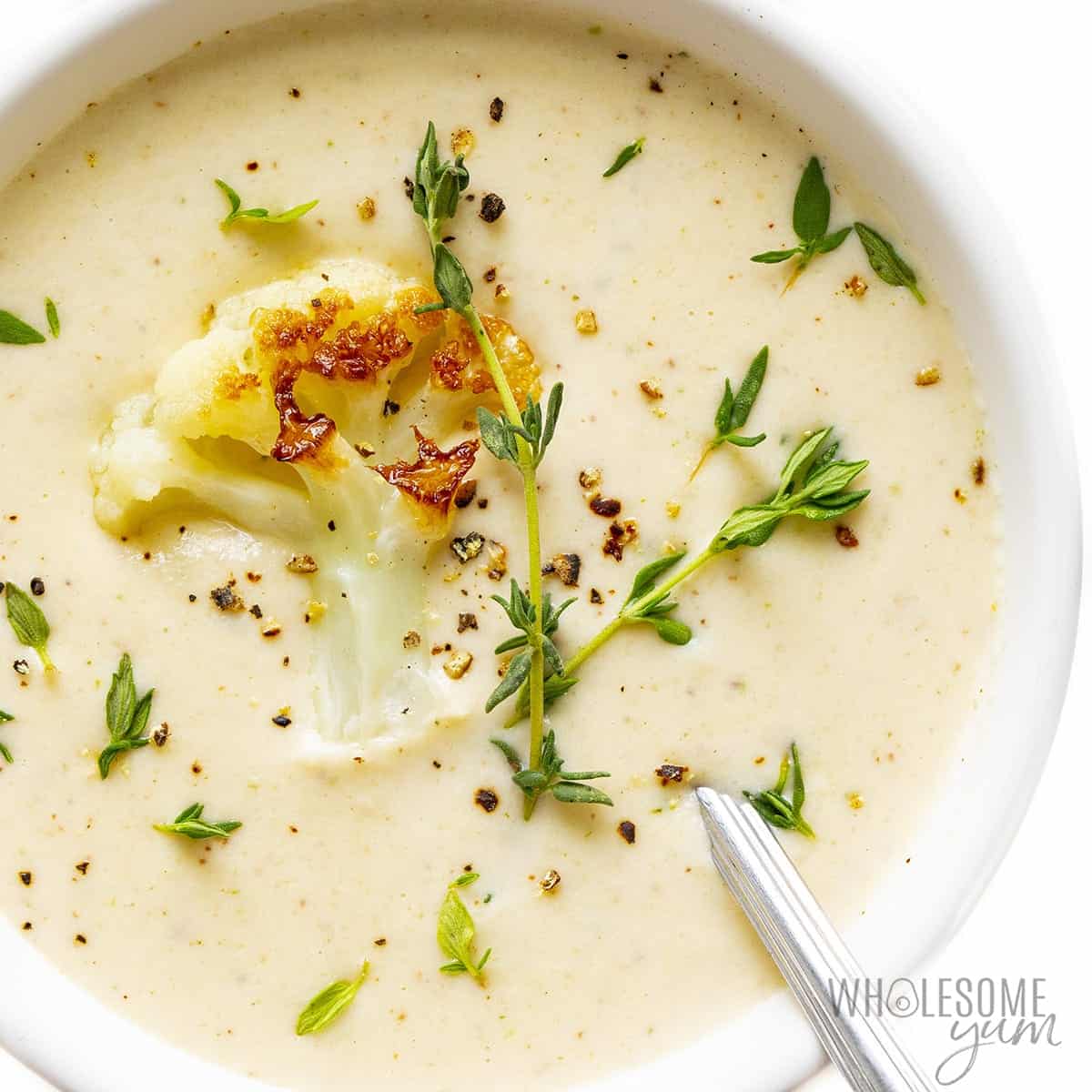 Roasted cauliflower oat soup with turmeric