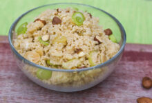 Whole wheat couscous with cucumber and almonds