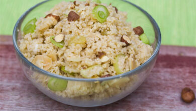 Whole wheat couscous with cucumber and almonds