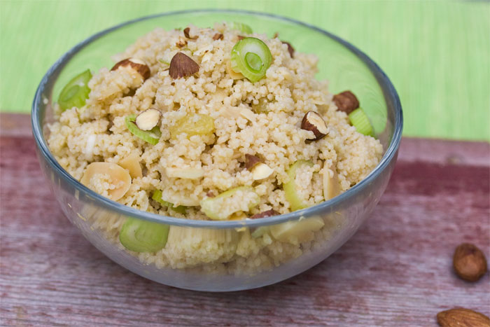 Whole wheat couscous with cucumber and almonds