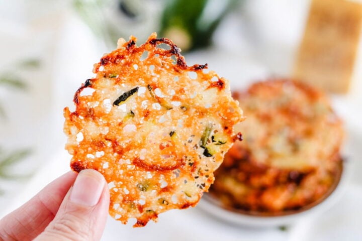 Baked parmesan zucchini chips with black bean salsa