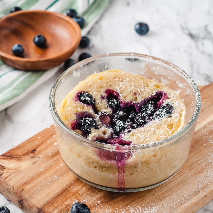 Blueberry breakfast mug cake