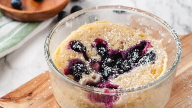 Blueberry breakfast mug cake