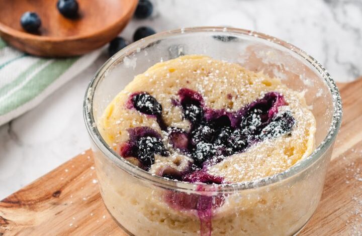Blueberry breakfast mug cake
