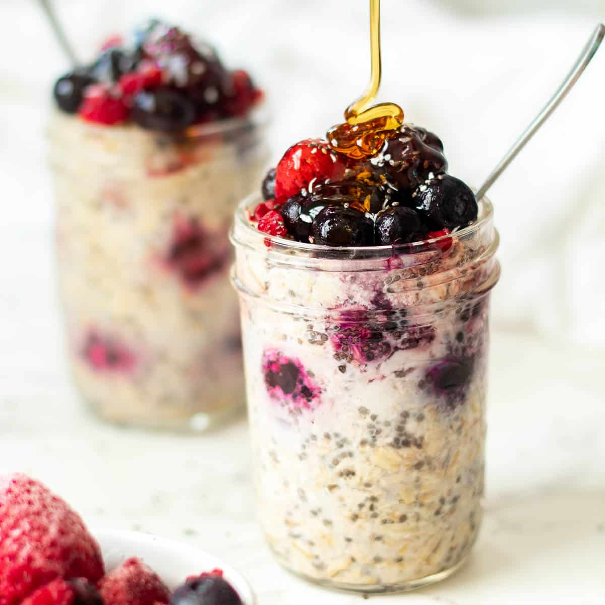 Peanut butter fruit overnight oats