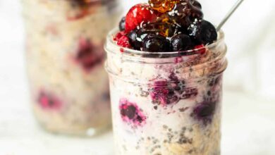 Peanut butter fruit overnight oats