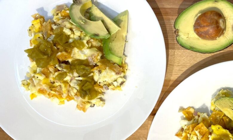 Skillet chilaquiles eggs recipe