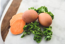 Make ahead beet and kale potato hash with baked eggs