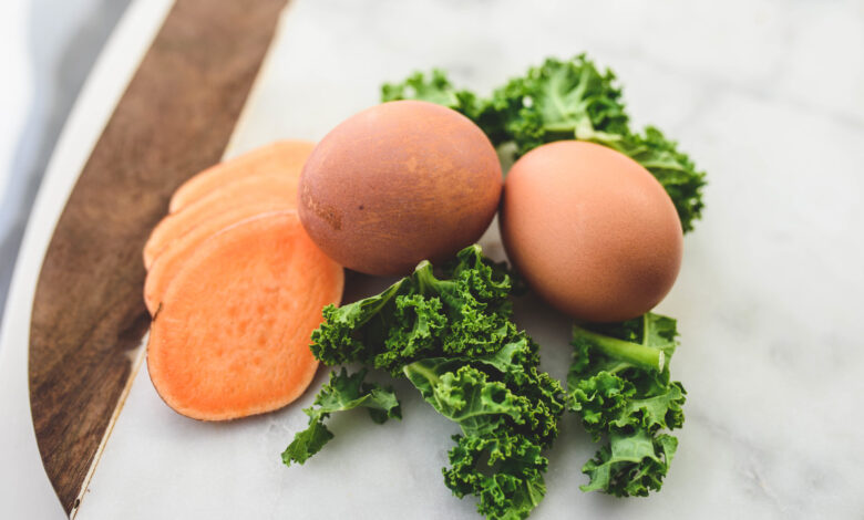 Make ahead beet and kale potato hash with baked eggs